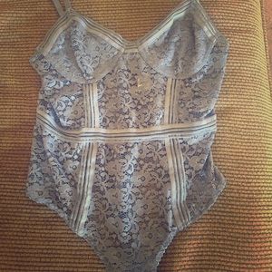 Blue lace body suit